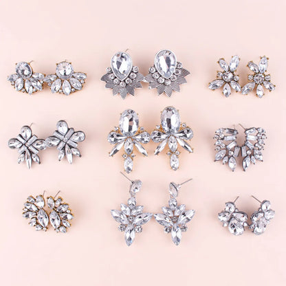 1 Pair Fashion Geometric Alloy Plating Rhinestones Women's Ear Studs