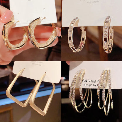 1 Pair Fashion Geometric Alloy Plating Rhinestones Women's Earrings