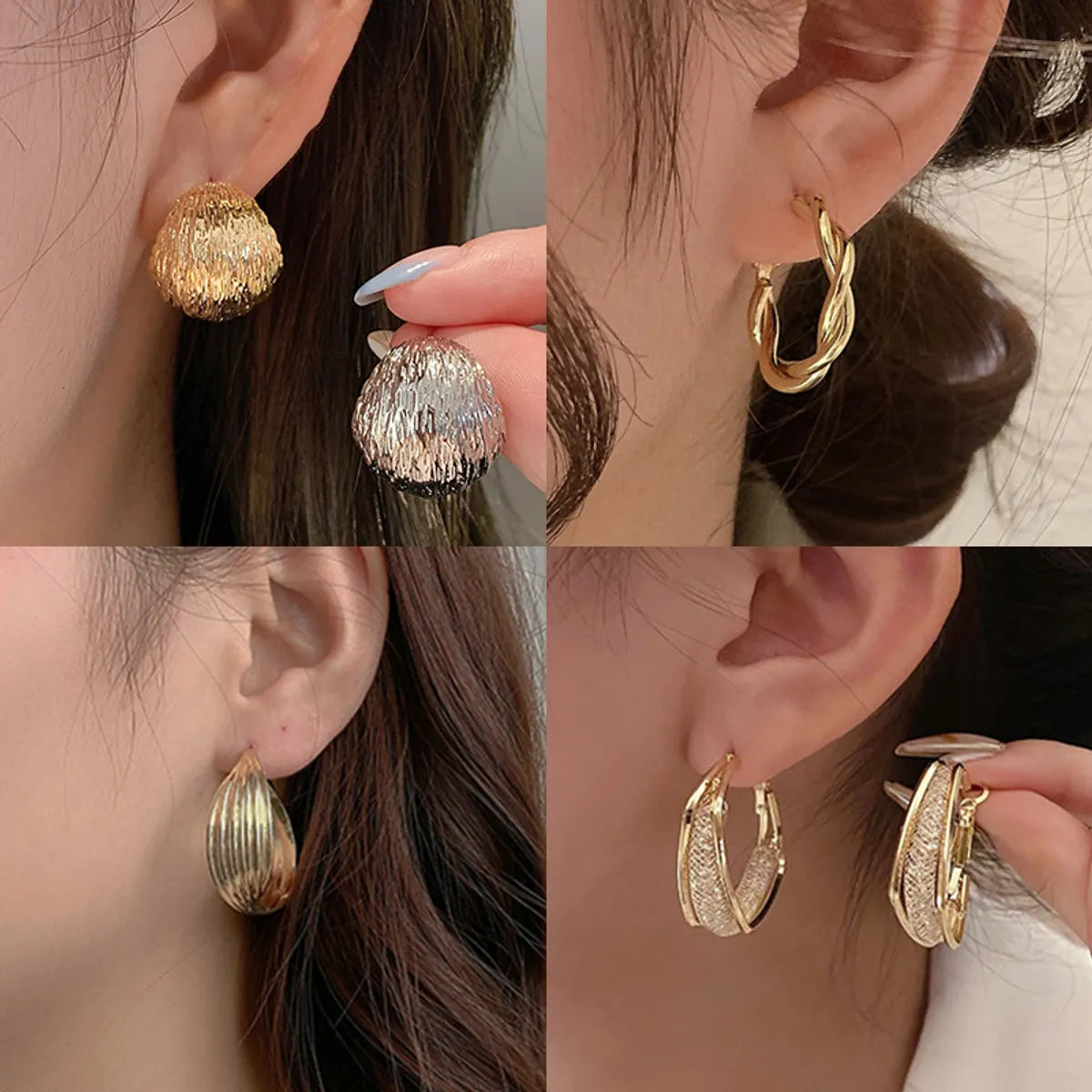 1 Pair Fashion Geometric Alloy Plating Rhinestones Women's Earrings