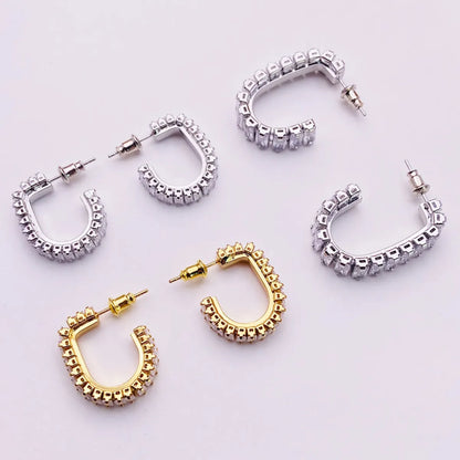 1 Pair Fashion Geometric Copper Inlay Zircon Ear Studs