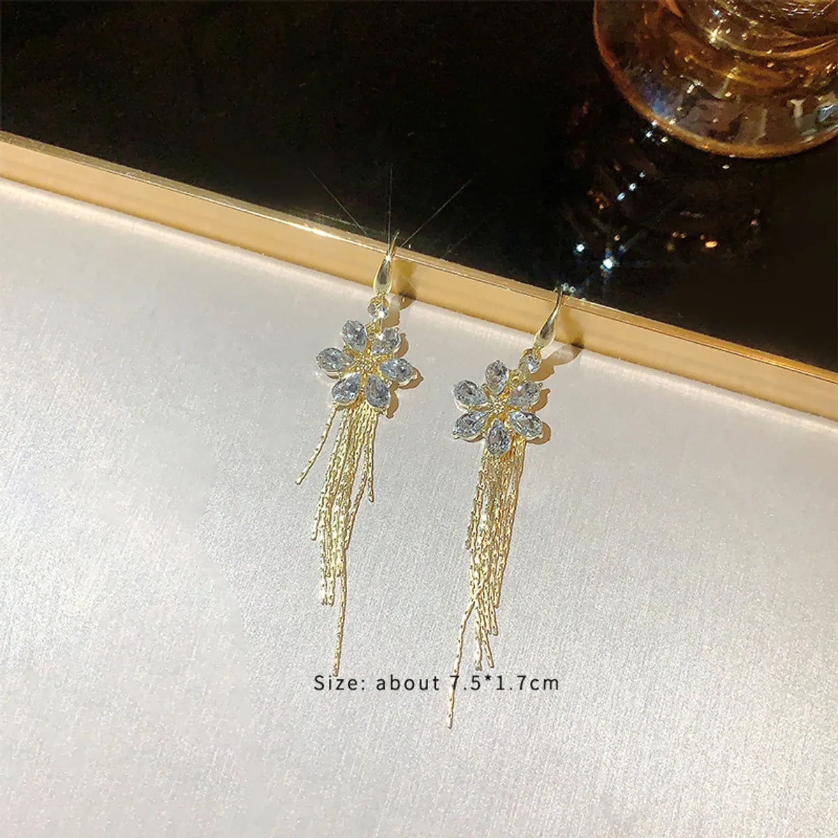 1 Pair Fashion Geometric Plating Inlay Alloy Artificial Rhinestones Artificial Pearls Zircon 14k Gold Plated Drop Earrings