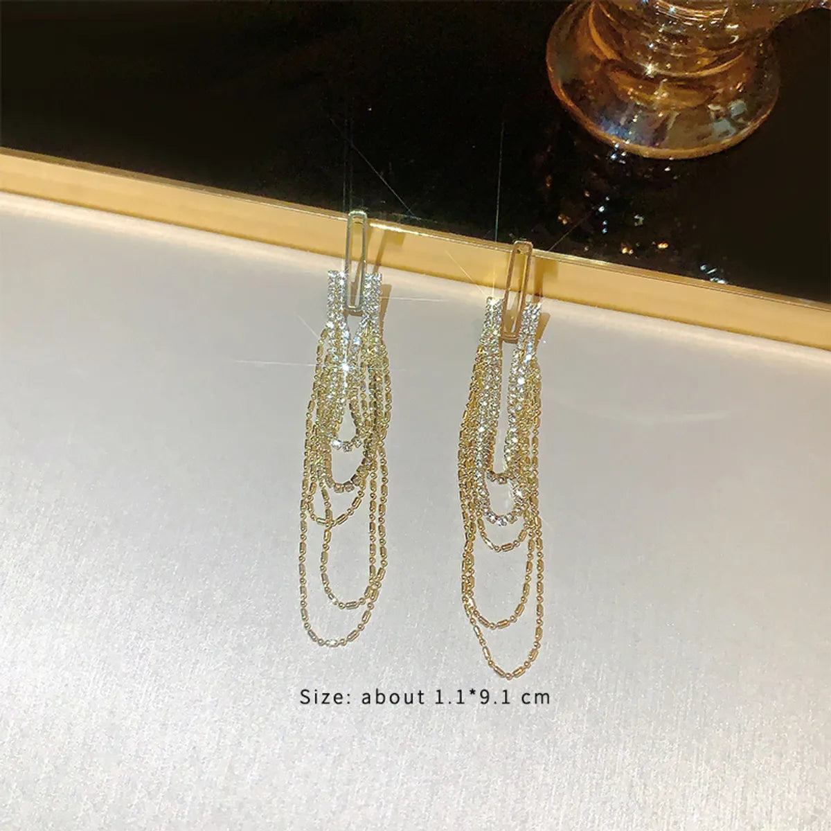 1 Pair Fashion Geometric Plating Inlay Alloy Artificial Rhinestones Artificial Pearls Zircon 14k Gold Plated Drop Earrings