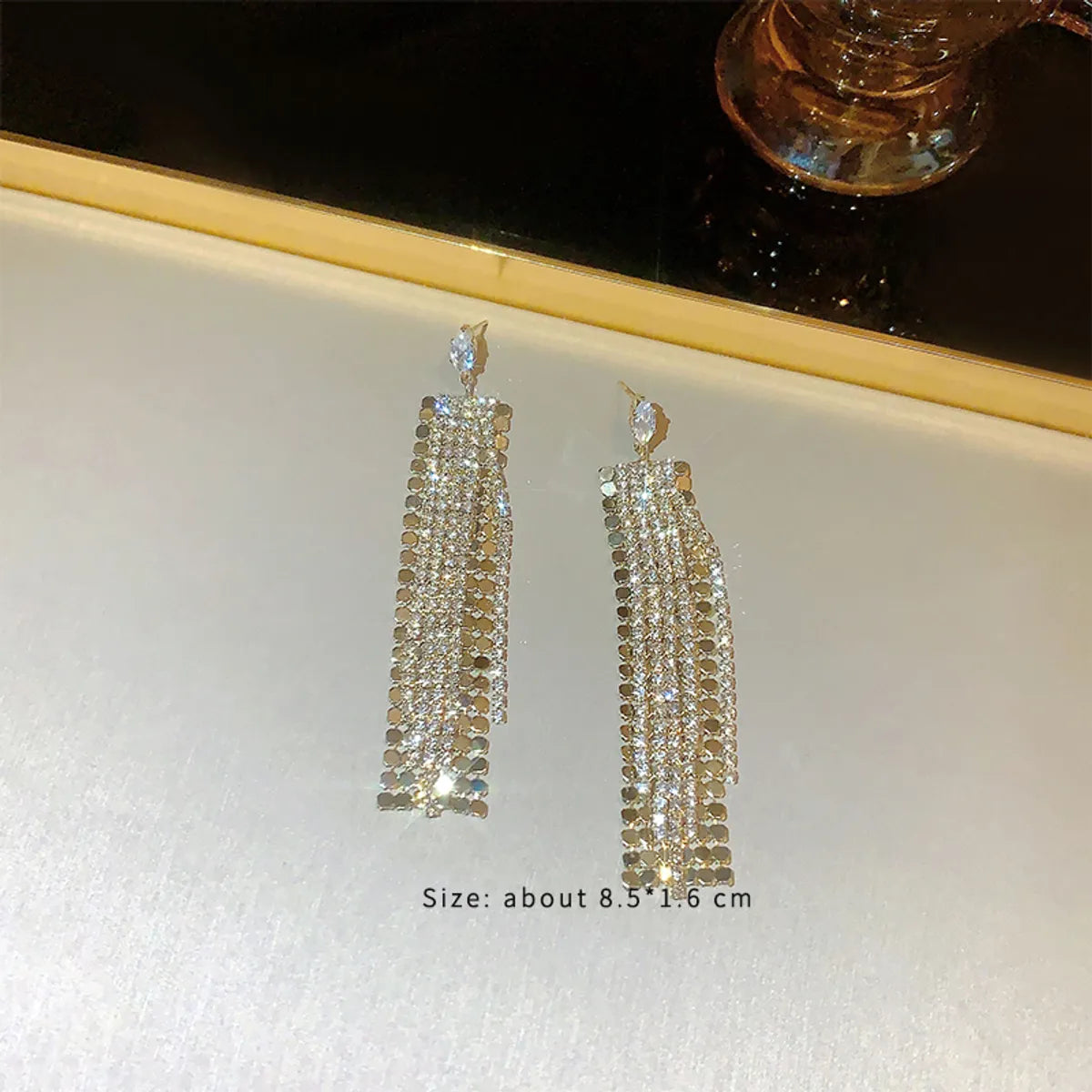 1 Pair Fashion Geometric Plating Inlay Alloy Artificial Rhinestones Artificial Pearls Zircon 14k Gold Plated Drop Earrings