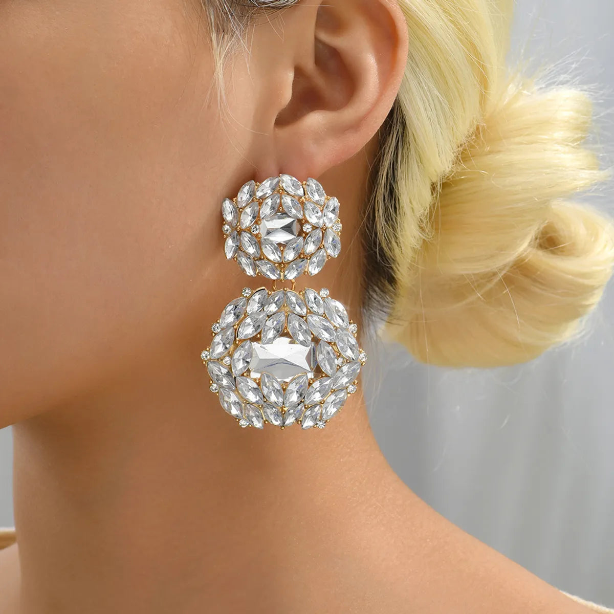 1 Pair Fashion Geometric Rhinestone Women's Drop Earrings