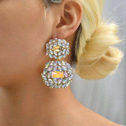 1 Pair Fashion Geometric Rhinestone Women's Drop Earrings