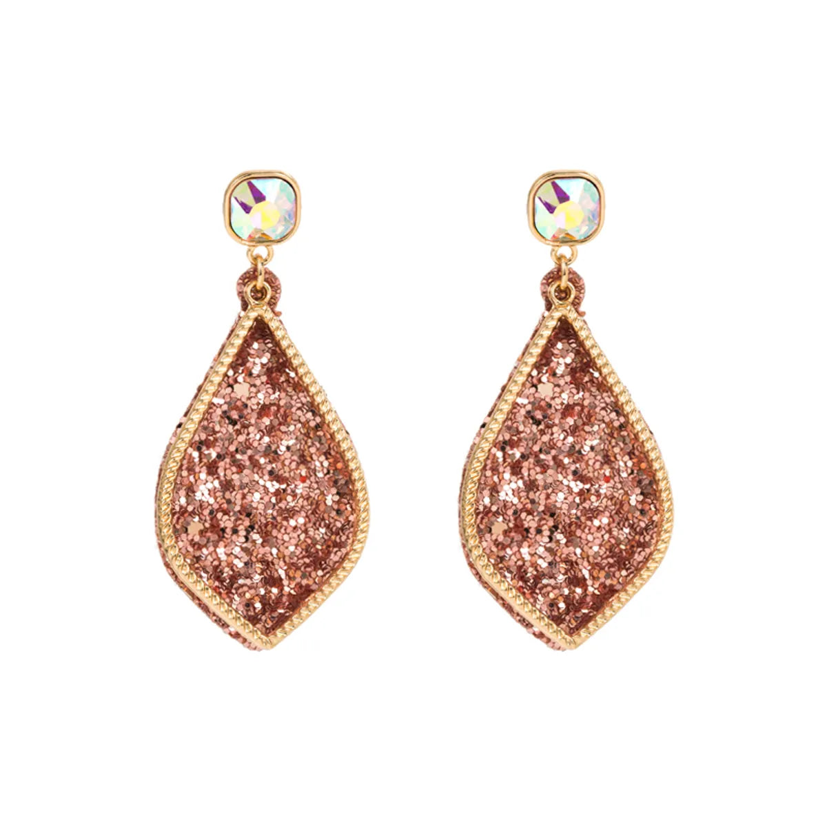 1 Pair Fashion Geometric Sequin Pu Leather Alloy Plating Glass Gold Plated Women's Earrings