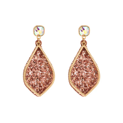 1 Pair Fashion Geometric Sequin Pu Leather Alloy Plating Glass Gold Plated Women's Earrings