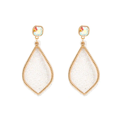 1 Pair Fashion Geometric Sequin Pu Leather Alloy Plating Glass Gold Plated Women's Earrings