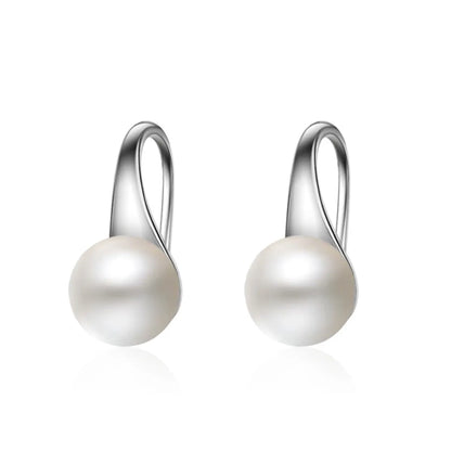 1 Pair Fashion Geometric Sterling Silver Inlaid Pearls Drop Earrings