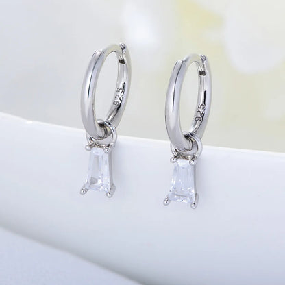 1 Pair Fashion Geometric Sterling Silver Inlay Zircon Dangling Earrings