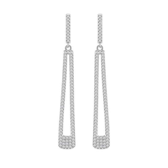 1 Pair Fashion Geometric Sterling Silver Inlay Zircon Drop Earrings