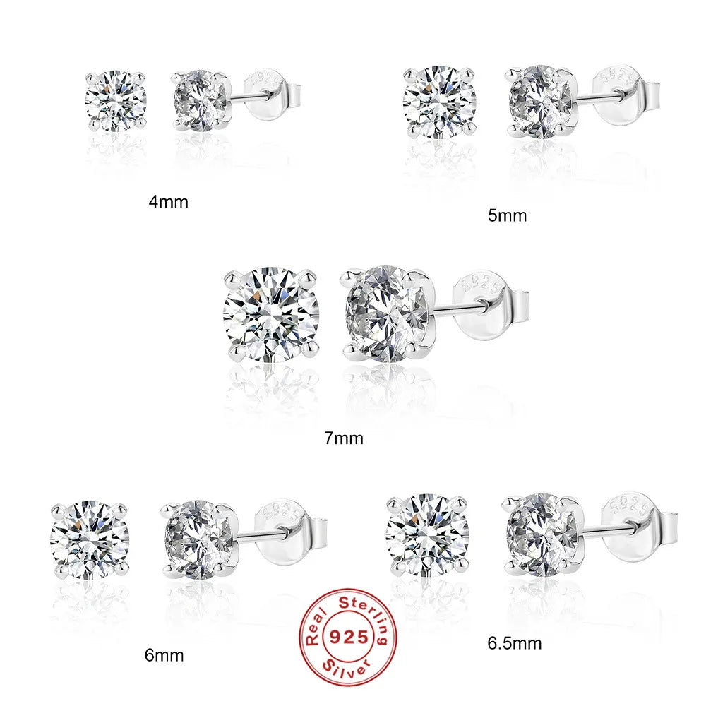 1 Pair Fashion Geometric Sterling Silver Inlay Zircon Ear Studs