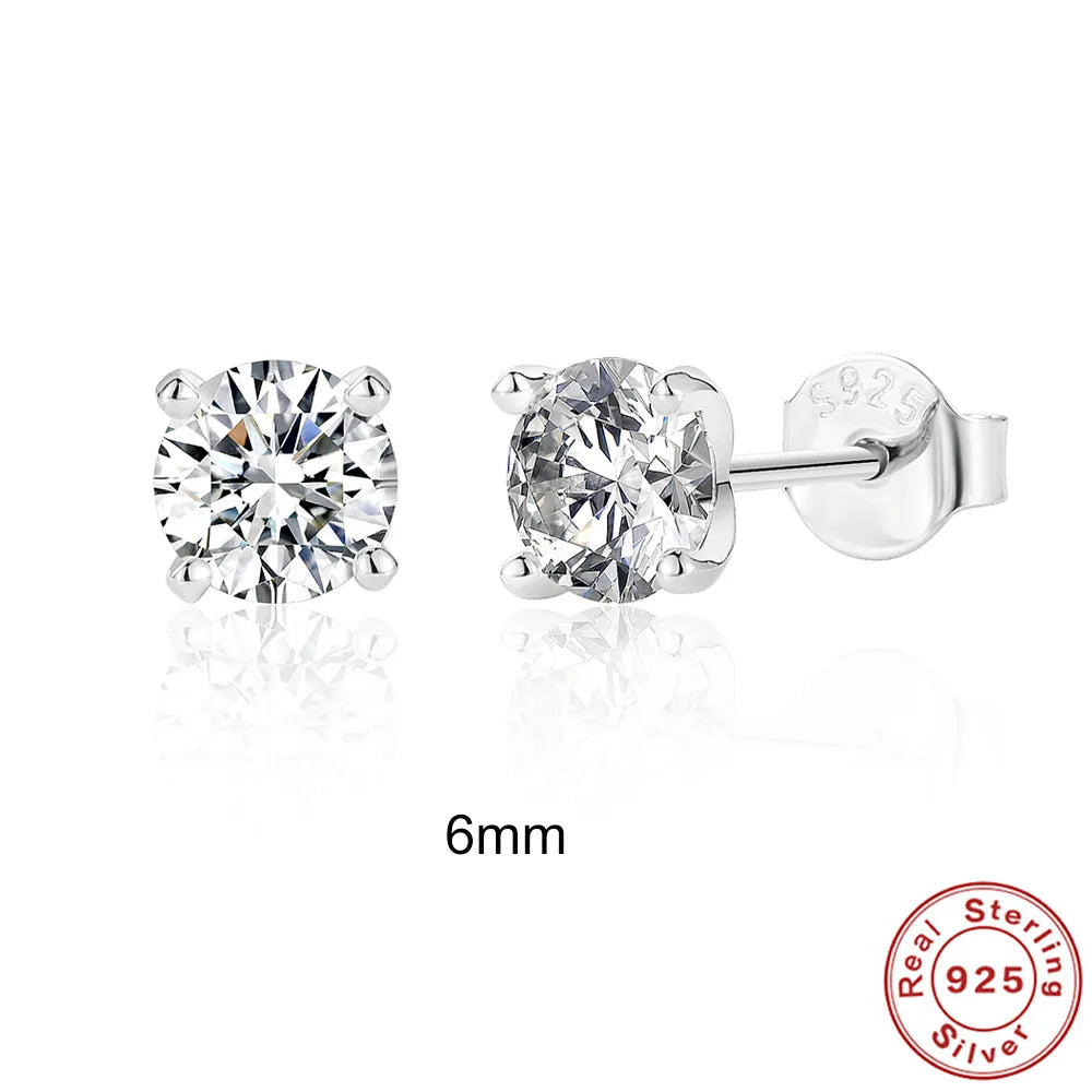 1 Pair Fashion Geometric Sterling Silver Inlay Zircon Ear Studs