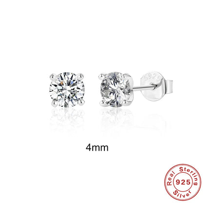 1 Pair Fashion Geometric Sterling Silver Inlay Zircon Ear Studs