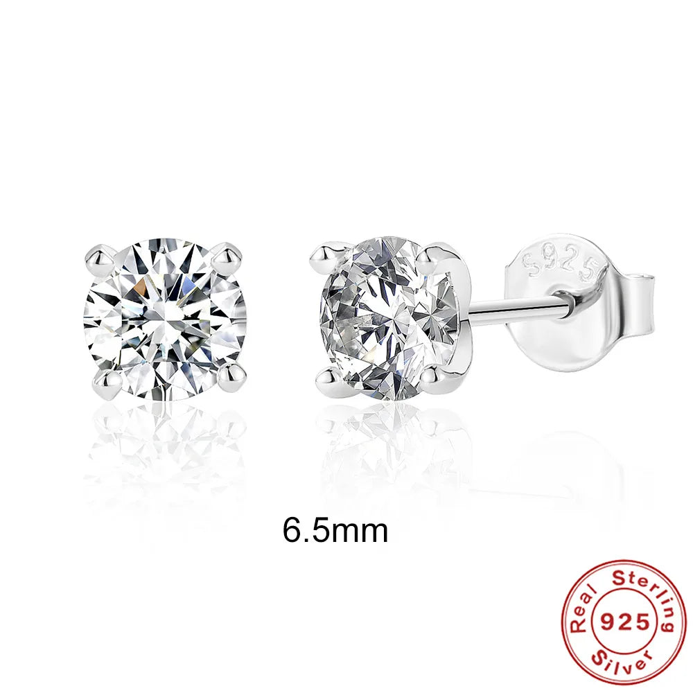 1 Pair Fashion Geometric Sterling Silver Inlay Zircon Ear Studs