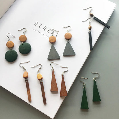 1 Pair Fashion Geometric Wood Women's Drop Earrings