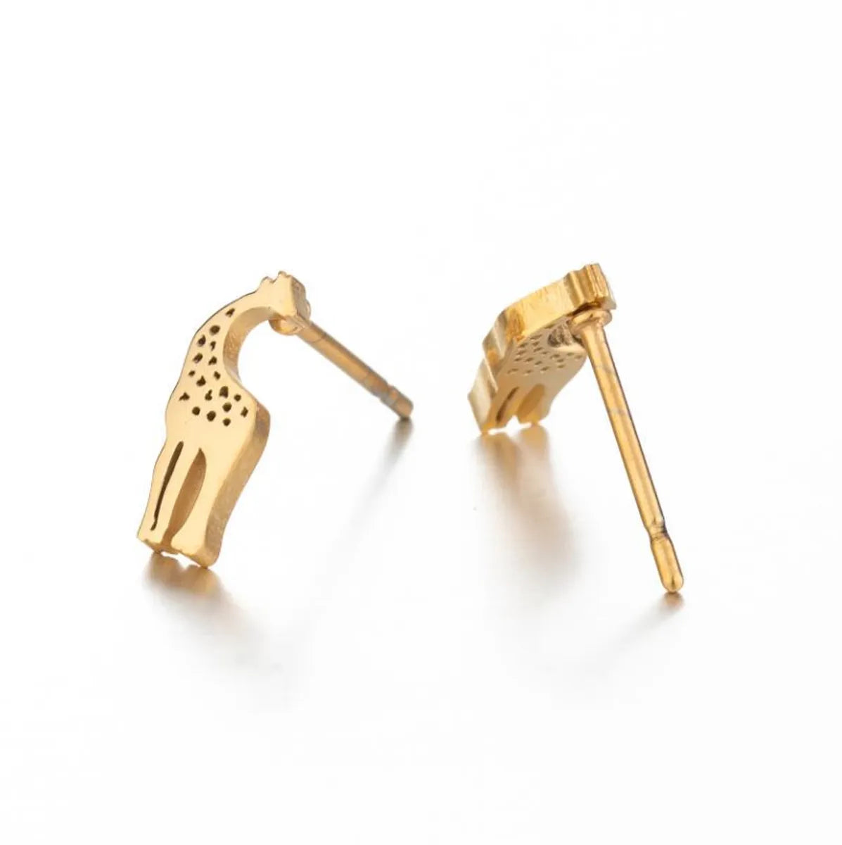 1 Pair Fashion Giraffe Plating 304 Stainless Steel 18K Gold Plated Ear Studs