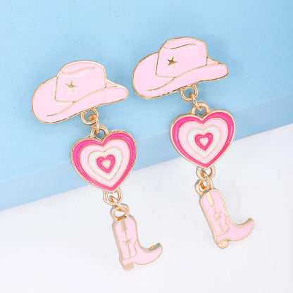 1 Pair Fashion Hat Heart Shape Boots Alloy Enamel Plating Women's Drop Earrings