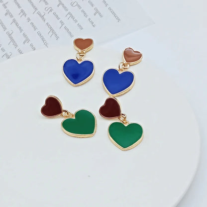 1 Pair Fashion Heart Shape Alloy Enamel Valentine's Day Women's Drop Earrings