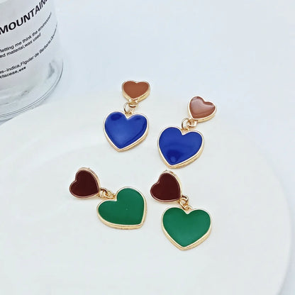 1 Pair Fashion Heart Shape Alloy Enamel Valentine's Day Women's Drop Earrings