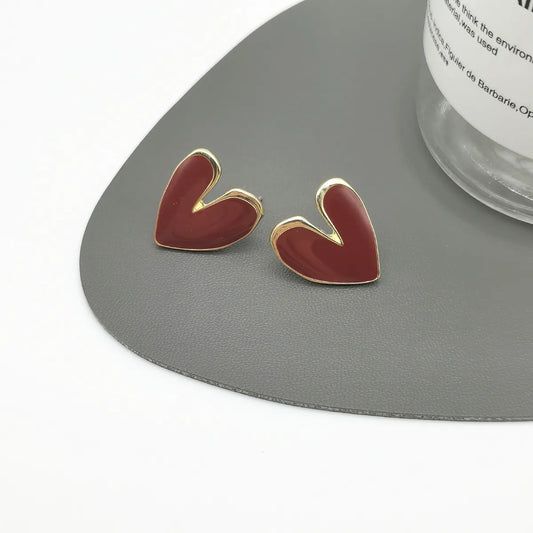 1 Pair Fashion Heart Shape Alloy Women'S Ear Studs