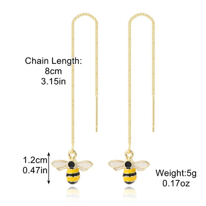 1 Pair Fashion Heart Shape Bee Butterfly Metal Plating Inlay Pearl Zircon Women's Ear Line