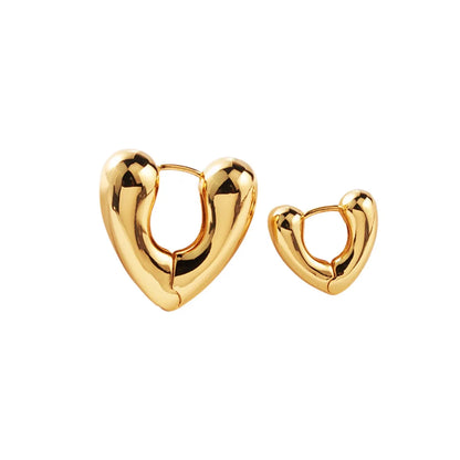 1 Pair Fashion Heart Shape Plating Copper 18k Gold Plated Earrings