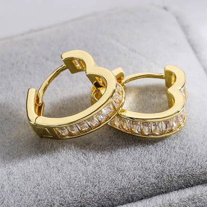 1 Pair Fashion Heart Shape Plating Inlay Copper Zircon 18k Gold Plated Hoop Earrings