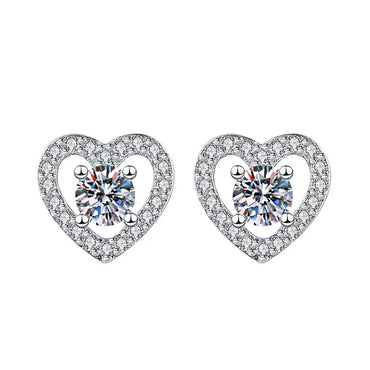 1 Pair Fashion Heart Shape Metal Hollow Out Inlay Rhinestones Women'S Ear Studs