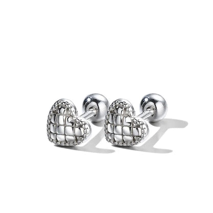 1 Pair Fashion Heart Shape Sterling Silver Plating Ear Studs