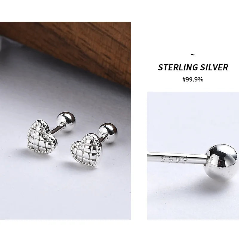 1 Pair Fashion Heart Shape Sterling Silver Plating Ear Studs