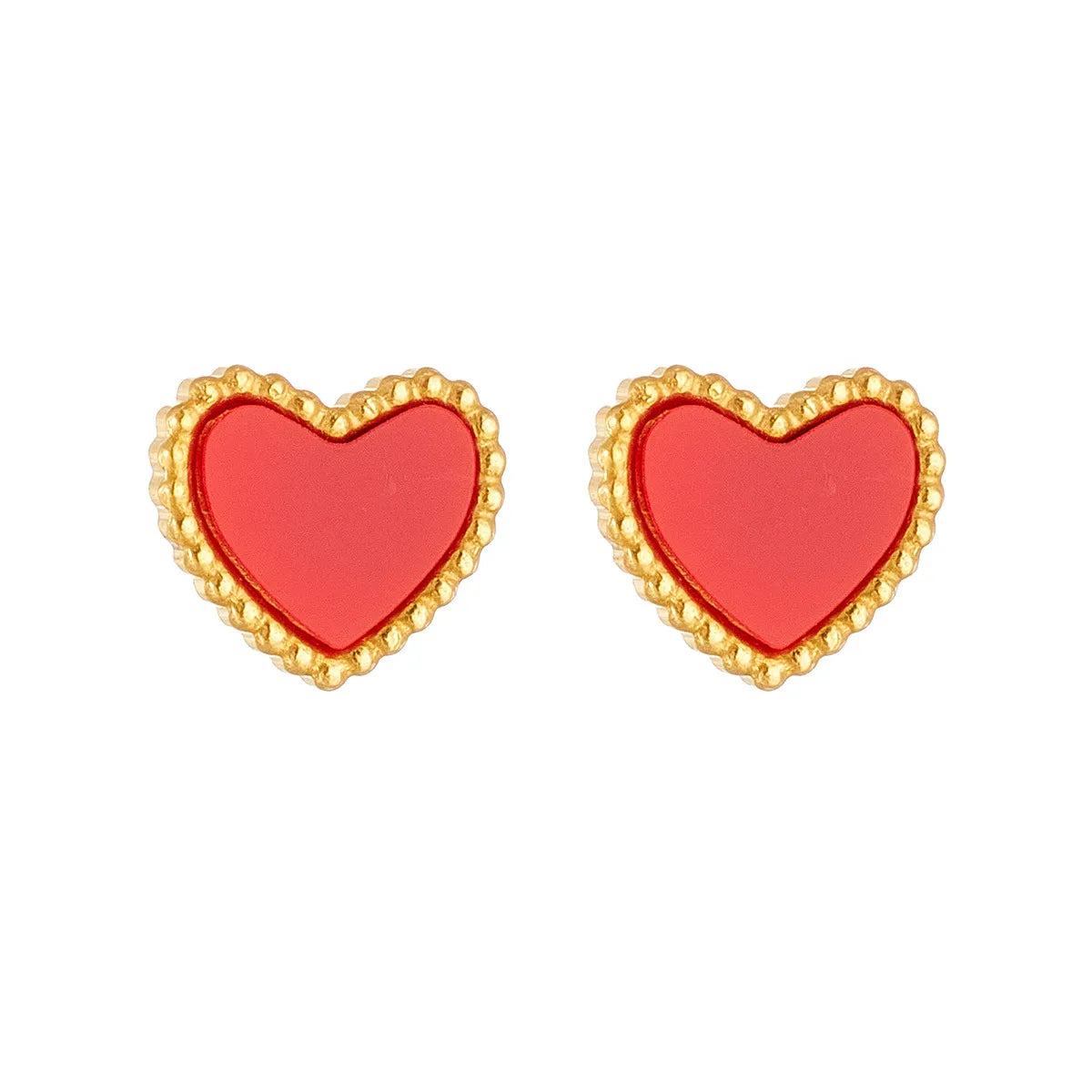 1 Pair Fashion Heart Shape Titanium Steel Plating Ear Studs