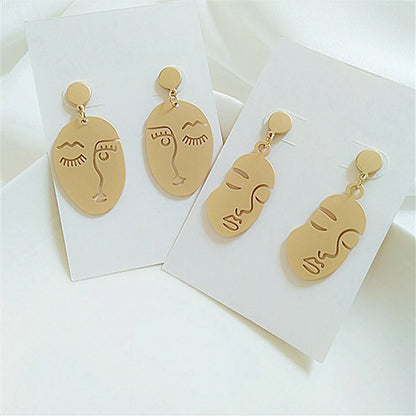 1 Pair Fashion Human Face Metal Plating Women's Drop Earrings