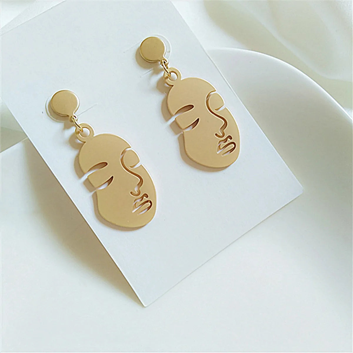 1 Pair Fashion Human Face Metal Plating Women's Drop Earrings