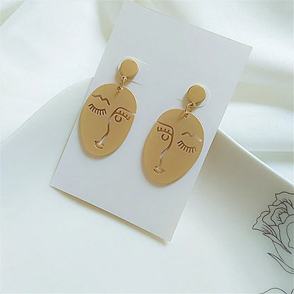 1 Pair Fashion Human Face Metal Plating Women's Drop Earrings