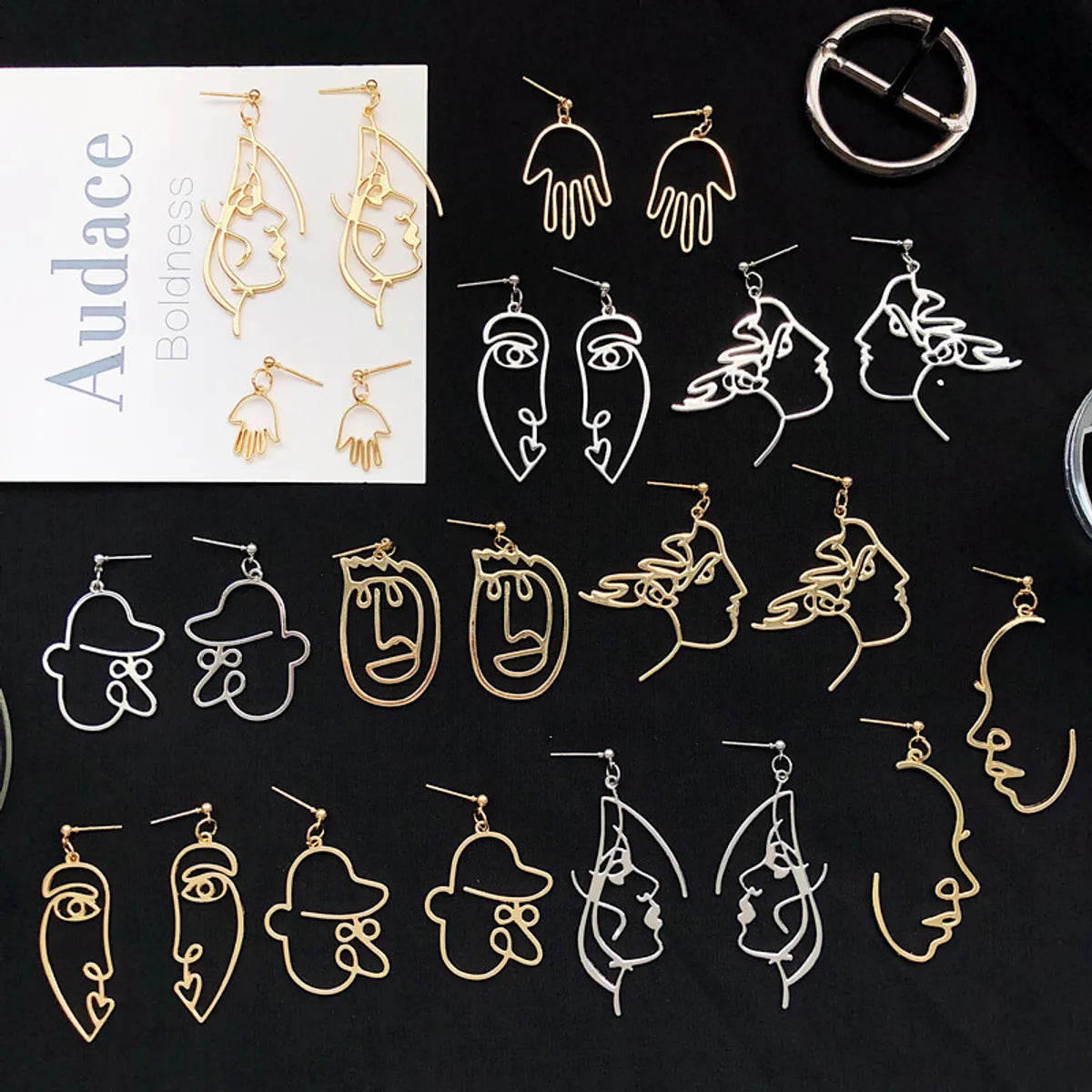 1 Pair Fashion Human Face Metal Plating Women's Drop Earrings