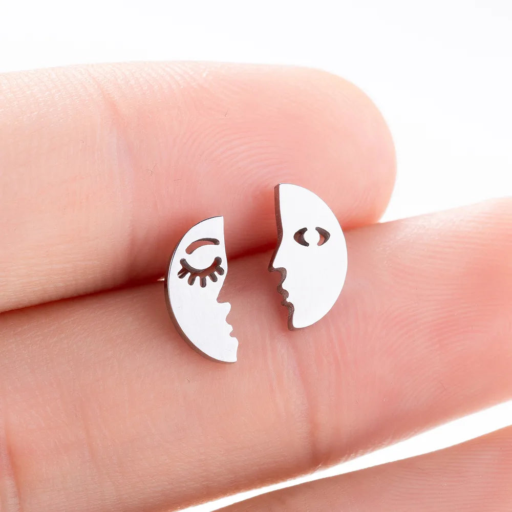 1 Pair Fashion Human Face 304 Stainless Steel 18K Gold Plated Ear Studs