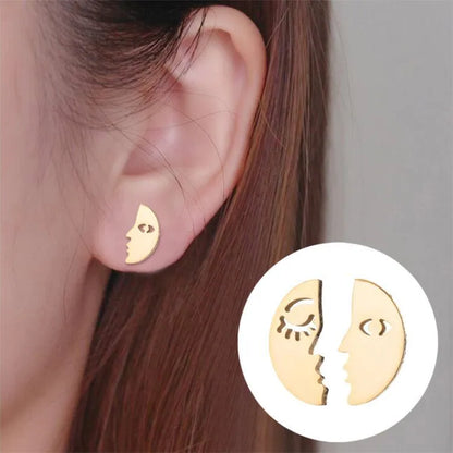 1 Pair Fashion Human Face 304 Stainless Steel 18K Gold Plated Ear Studs