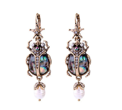 1 Pair Fashion Insect Alloy Inlay Artificial Pearls Rhinestones Women'S Drop Earrings