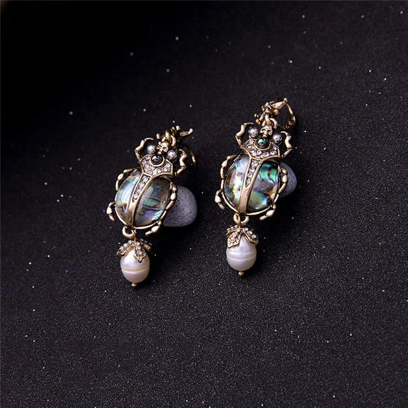 1 Pair Fashion Insect Alloy Inlay Artificial Pearls Rhinestones Women'S Drop Earrings