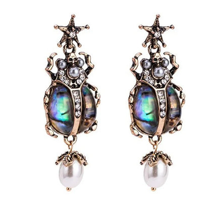 1 Pair Fashion Insect Alloy Inlay Artificial Pearls Rhinestones Women'S Drop Earrings