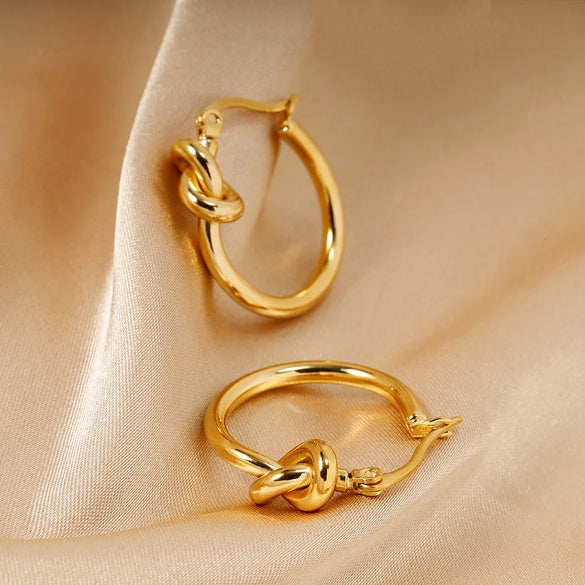 1 Pair Fashion Knot Titanium Steel Plating Earrings