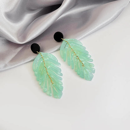 1 Pair Fashion Leaf Acetic Acid Sheets Plating Women'S Drop Earrings