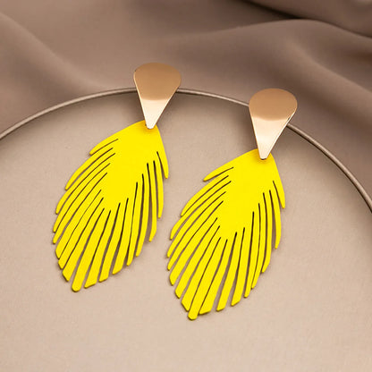 1 Pair Fashion Leaf Plating Iron Drop Earrings