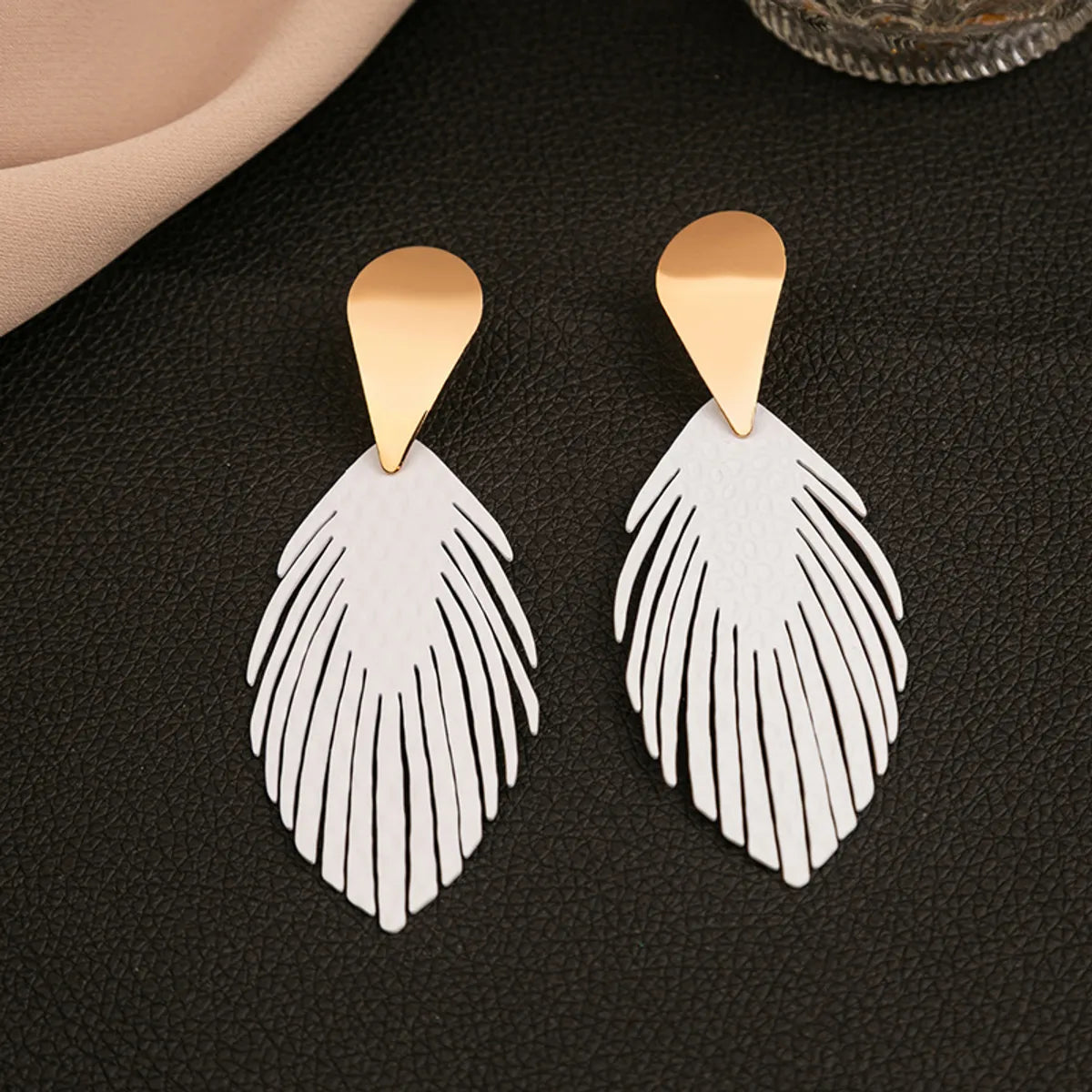 1 Pair Fashion Leaf Plating Iron Drop Earrings