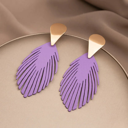 1 Pair Fashion Leaf Plating Iron Drop Earrings