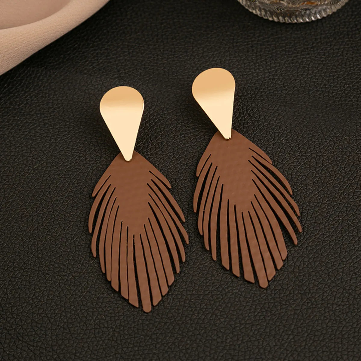 1 Pair Fashion Leaf Plating Iron Drop Earrings