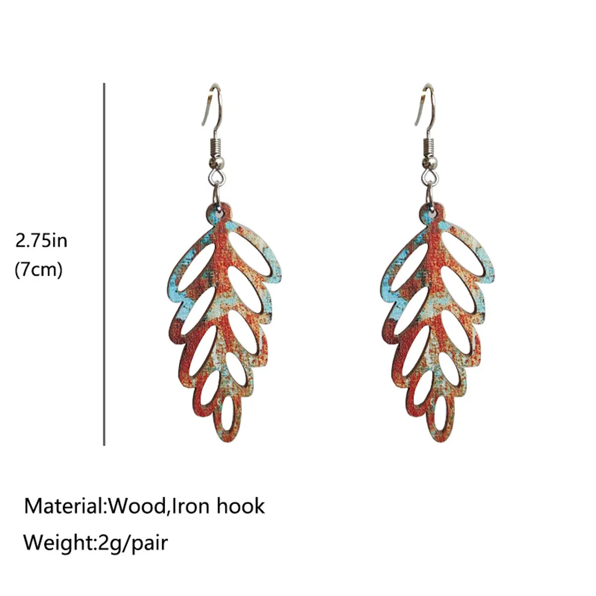 1 Pair Fashion Leaf Wood Hollow Out Women's Drop Earrings