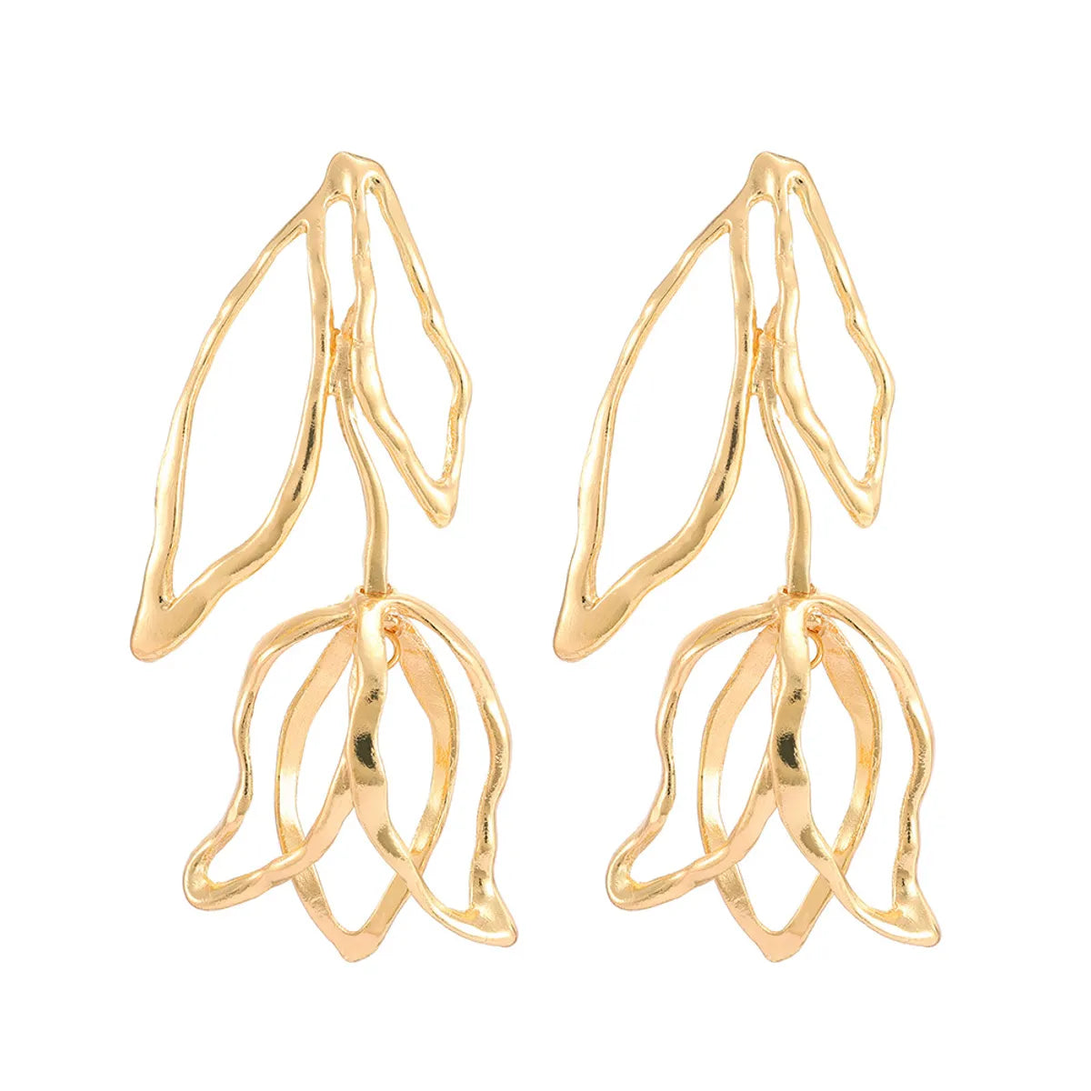 1 Pair Fashion Leaves Metal Plating Gold Plated Women'S Drop Earrings