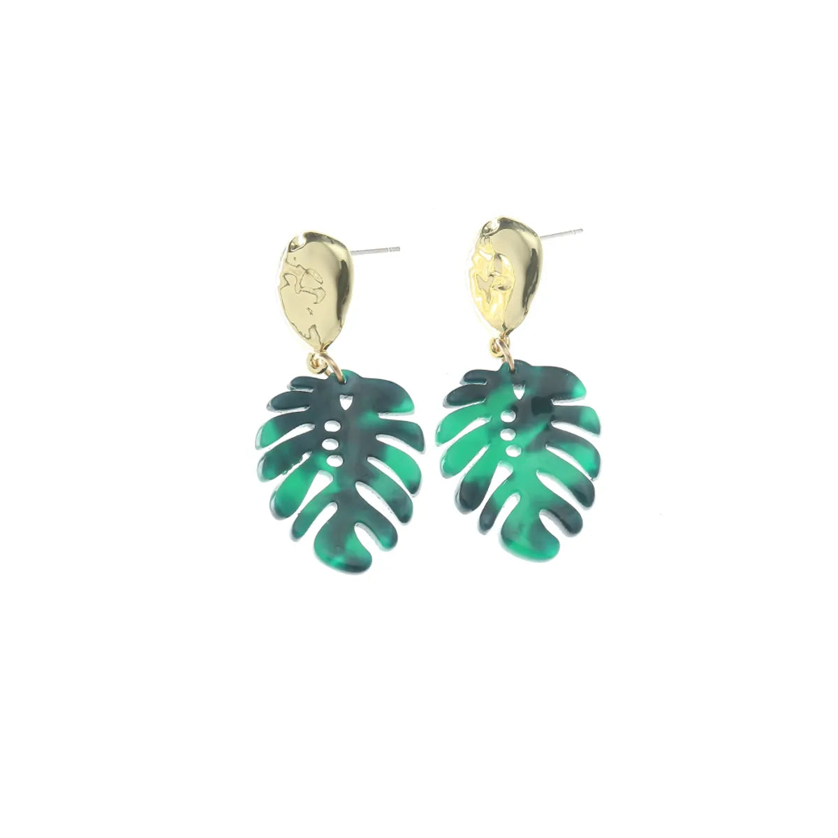 1 Pair Fashion Leaves Plastic Resin Gold Plated Women's Drop Earrings